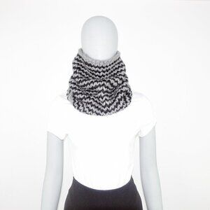WOOL AND THE GANG Infinity Striped Gray snd Black Neck Warmer Snood